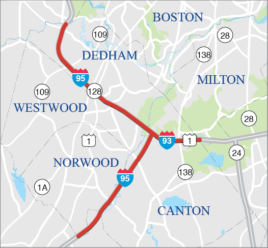 CANTON, DEDHAM, NORWOOD, SHARON, AND WESTWOOD: HIGHWAY LIGHTING IMPROVEMENTS AT INTERSTATE 93 AND INTERSTATE 95/ROUTE 128 
